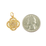 Load image into Gallery viewer, GDP150. 14K Solid Gold Charm. Organic Shape Pendant with Diamonds