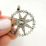 Load image into Gallery viewer, DSP065. Diamond Sterling Silver Round Star Pendant with Polki Diamond and Gemstone