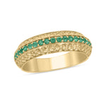 Load image into Gallery viewer, 14k Solid Gold Diamond and Emerald Band Ring.