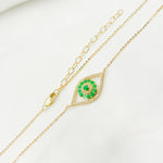 Load image into Gallery viewer, CN96322EM. 14K Solid Gold Diamond and Emerald Eye Necklace