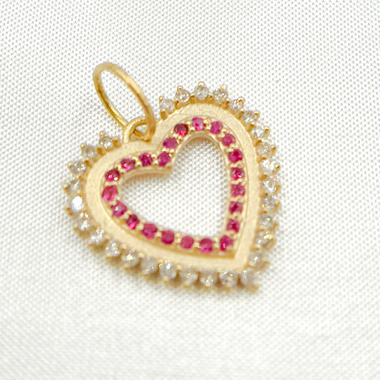 14k Solid Gold Diamond Heart Charm