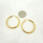 Load image into Gallery viewer, GER163. 14K Solid Gold Hollow Smooth Hoop