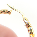 Load image into Gallery viewer, GER89. 14K Gold Diamond Cut Hollow Hoop Earrings with Texture