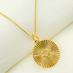 Load image into Gallery viewer, 14K Solid Gold with Diamonds Circle Shape Charm with Star in the Center. GDP131