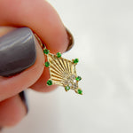 Load image into Gallery viewer, Gold Diamond Shape Charm with Diamonds and Gemstones