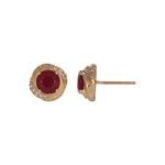 Load image into Gallery viewer, CE97264RU6. 14K Solid Yellow Gold Diamond and Ruby Round Stud Earring