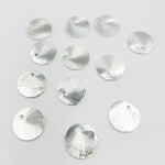 Load image into Gallery viewer, White Sterling Silver Brushed Round Flat Disc Charm with a Single Hole