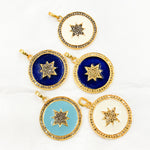 Load image into Gallery viewer, DP544A. Diamond Sterling Silver Round Star Enamel Pendant