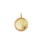 Load image into Gallery viewer, 14K Solid Gold Circle Flower Diamonds & Gemstone. KG166