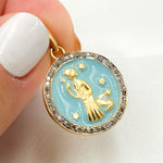 Load image into Gallery viewer, Silver Round Virgo Zodiac Enamel Pendant