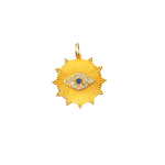 Load image into Gallery viewer, GDP300. 14K Solid Gold Diamond and Blue Sapphire Circle Evil Eye