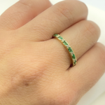 Load image into Gallery viewer, 14K Solid Yellow Gold Diamond and Emerald Band Ring