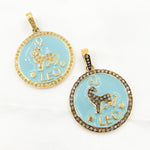 Load image into Gallery viewer, Diamond Sterling Silver Leo Zodiac Enamel Pendant