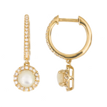 Load image into Gallery viewer, EHF57217PL. 14k Solid Gold Diamond and Gemstone Dangle Round Hoop Earrings
