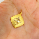 Load image into Gallery viewer, 14K Solid Gold Diamonds Flower Square Charm. GDP188