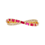 Load image into Gallery viewer, 14K Solid Gold Diamond and Gemstone Cross Ring