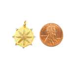 Load image into Gallery viewer, 14K Solid Gold Circle Sun Pendant with Diamonds. GDP346
