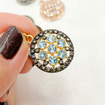 Load image into Gallery viewer, Silver Round Flower Pendant with Gemstone