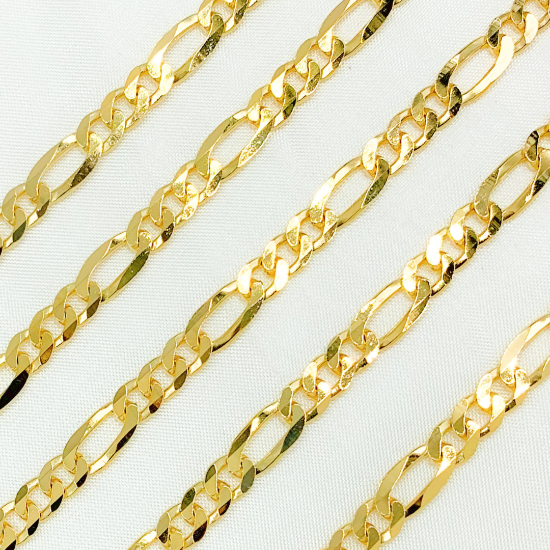 Y86GP. Gold Plated 925 Sterling Silver Ultra Flat Figaro Chain