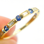 Load image into Gallery viewer, 14K Solid Gold Diamond & Blue Sapphire Ring.