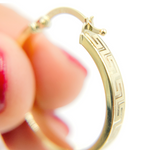 Load image into Gallery viewer, GER68. 14K Gold Flat Round Hollow Hoop Earrings with Texture