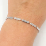Load image into Gallery viewer, 14k Solid White Gold Diamond Fancy Bars Bracelet