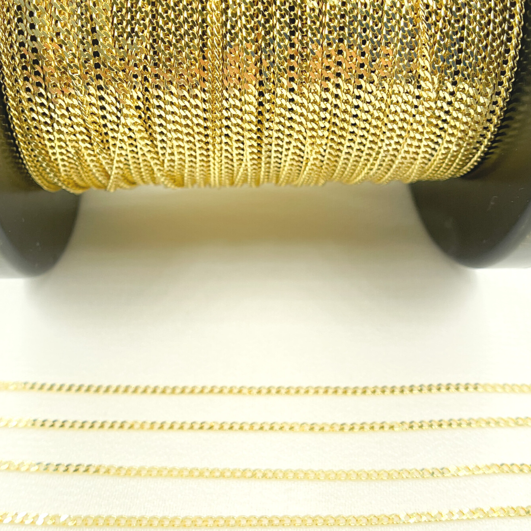 Buy Now 14K Solid Yellow Gold Flat Curb Link Chain