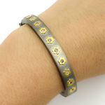 Load image into Gallery viewer, KSG12. 14K Gold and Black Rhodium Sterling Silver Pave Diamond Bangle