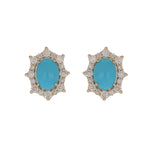 Load image into Gallery viewer, CE96209TQ8X6. 14k Solid Gold Diamond and Turquoise Stud Earrings