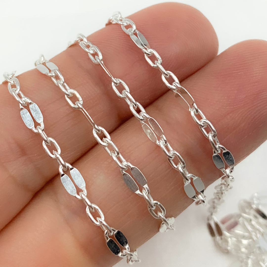 Z105SS.  Sterling Silver Flat Marina Link Chain