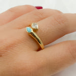 Load image into Gallery viewer, 14k Solid Gold Turquoise and Diamond Drops Ring