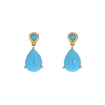 Load image into Gallery viewer, CE96805TQ8X6. 14K Solid Gold Turquoise Drop Dangle Earrings