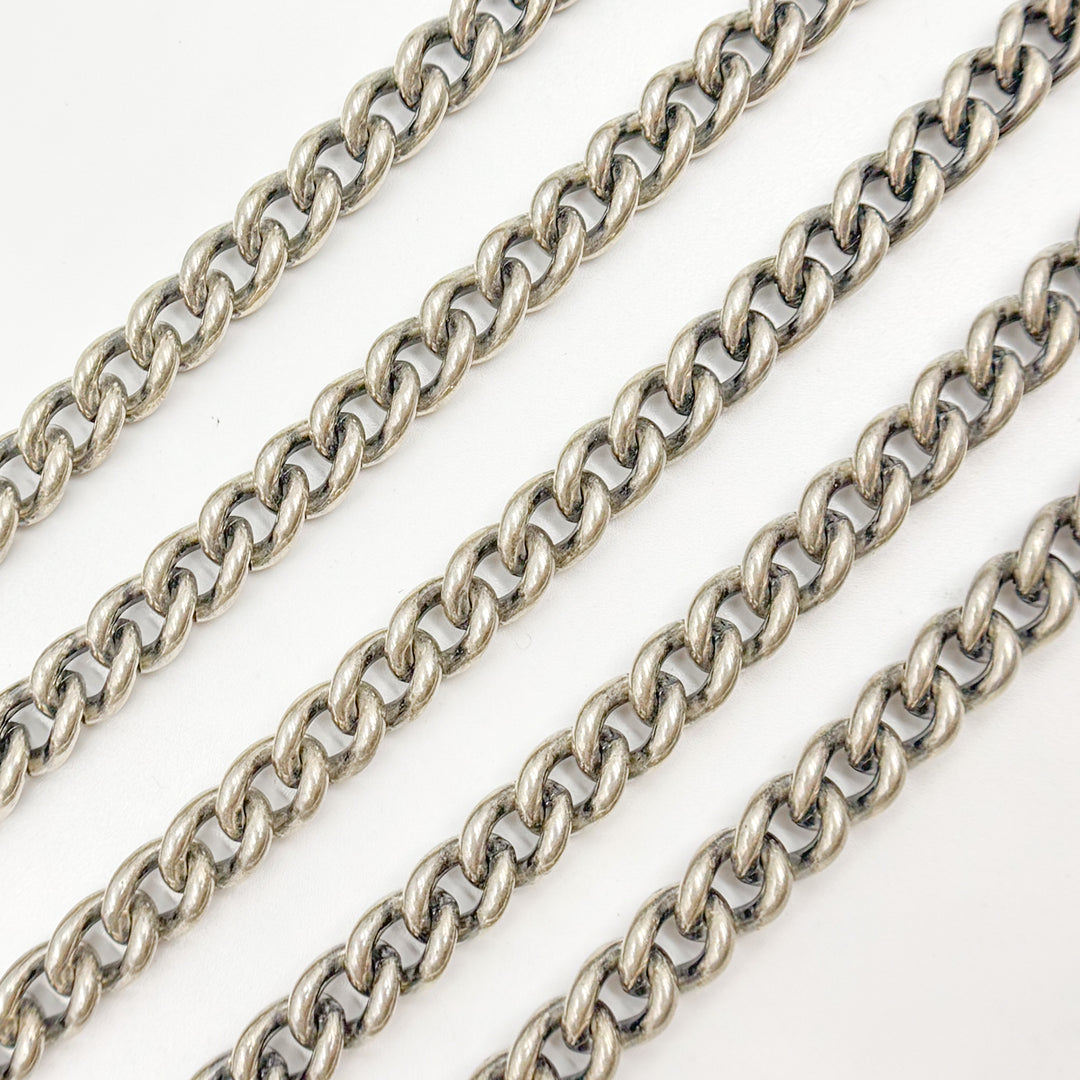 8005COX. Oxidized Sterling Silver Smooth Curb Chain
