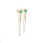Load image into Gallery viewer, CE96388TQ5. 14k Solid Gold Diamond and Turquoise Dangle Earrings