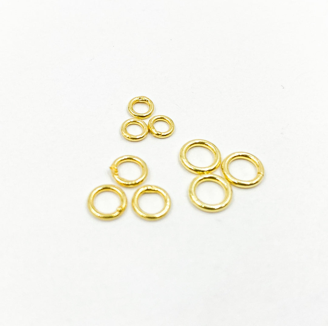 Gold Plated 925 Sterling Silver Open Jump Rings 20 Gauge 4,5 & 6mm. GPJRO