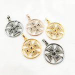 Load image into Gallery viewer, DP453. Diamond Sterling Silver Round Cross Pendant with Gemstone
