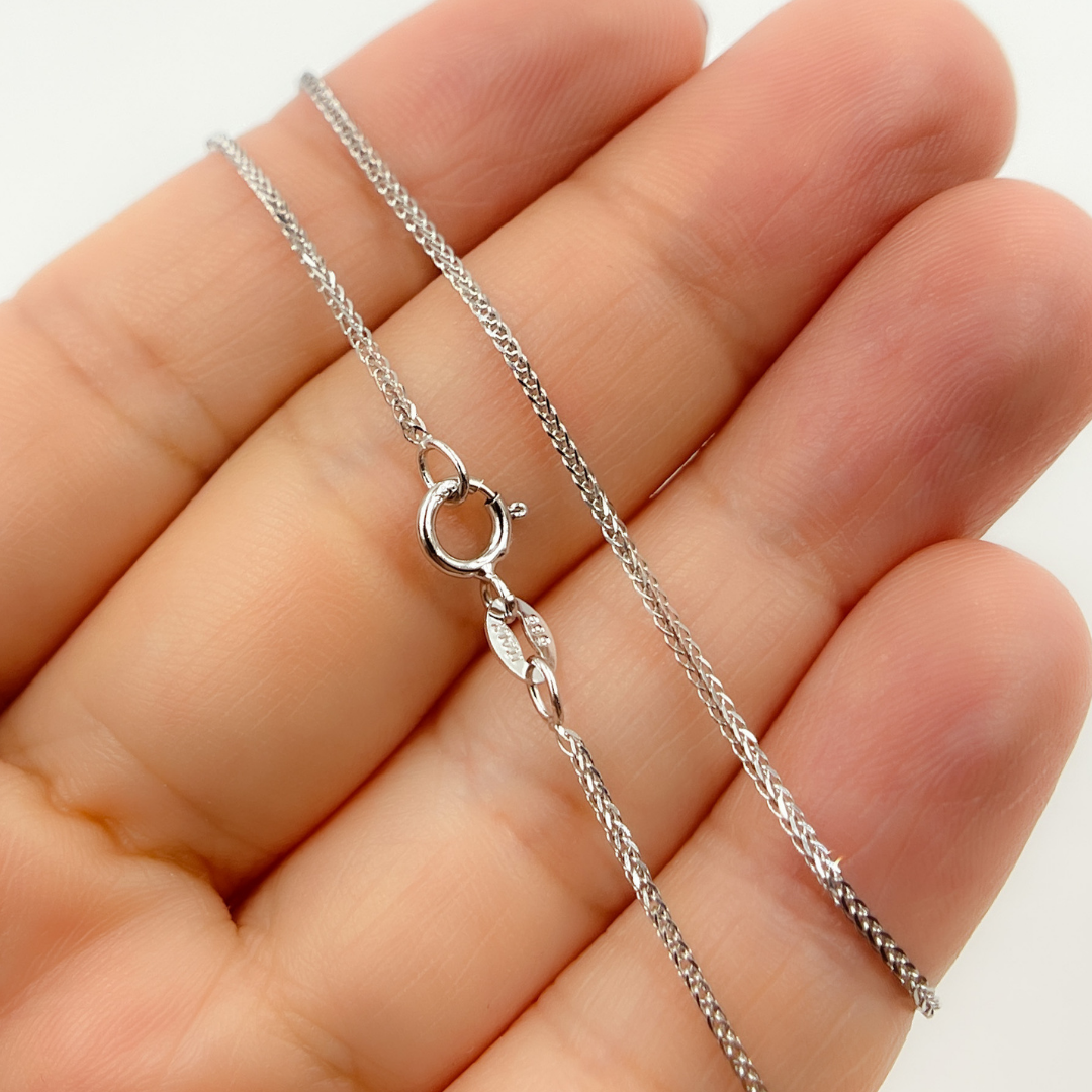14K Solid White Gold Wheat Chaina