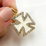 Load image into Gallery viewer, Diamond Silver Cross Enamel Pendant