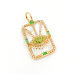 Load image into Gallery viewer, 14K Gold Rectangle Evil Eye Pendants