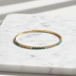 Load image into Gallery viewer, BNH68545. 14K Solid Yellow Gold Diamond and Gemstone Bangle