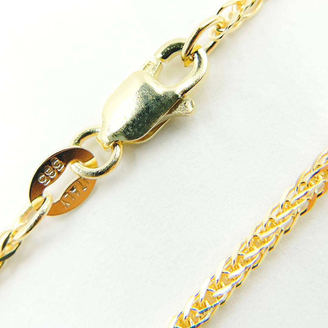 14K Solid Gold Wheat Chain