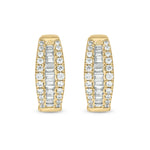 Load image into Gallery viewer, EHH57029. 14K Solid Gold Baguette Diamond Oval Hoop