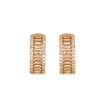 Load image into Gallery viewer, Book Now 14K Solid Gold Baguette Diamond Round Hoop