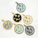 Load image into Gallery viewer, DP490A. Diamond Sterling Silver Round Symbols Enamel Pendant