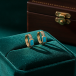 Load image into Gallery viewer, CE97352TQ5X3. 18K Solid Gold Diamond & Turquoise Earrings