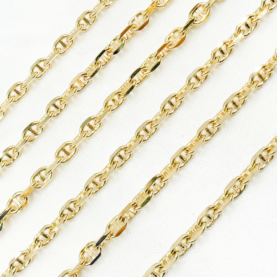 Gold Plated 925 Sterling Silver Diamond Cut Marina Chain