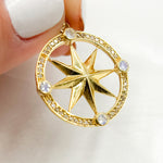 Load image into Gallery viewer, Diamond Sterling Silver Round Star Pendant with Gemstone