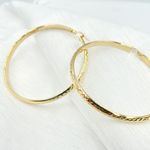 Load image into Gallery viewer, GER162. 14K Solid Gold Hollow Diamond Cut Hoop