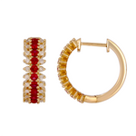 Load image into Gallery viewer, Gold Diamond and Gemstones Dangle Earrings