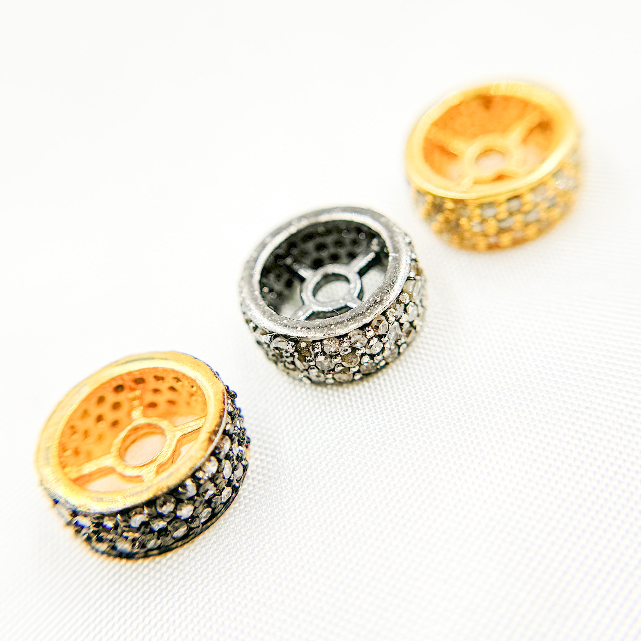 DC808. Diamond Sterling Silver Spacer Bead